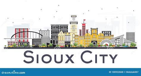 Sioux City Iowa Skyline with Color Buildings Isolated on White Stock Vector - Illustration of ...