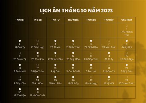 Tra cứu lịch âm tháng 10 năm 2023 và các ngày tốt, xấu