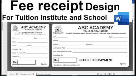 How To Make school fee receipt || RECEIPT FOR PAYMENT - YouTube