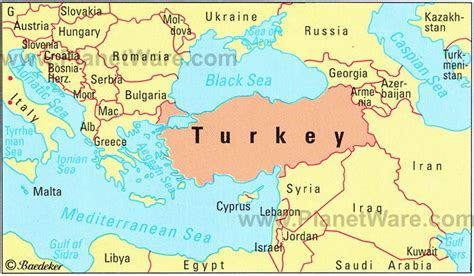 Map of Turkey in the Middle East