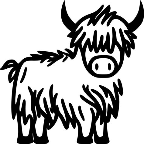 Highland Cow, Black and White Vector illustration 23557232 Vector Art at Vecteezy