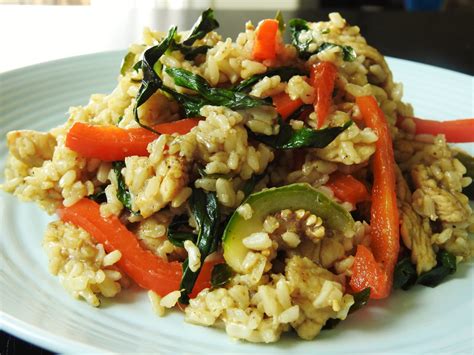 Green Curry Fried Brown Rice - Healthy Thai Recipes