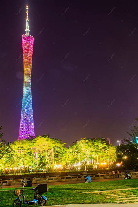 Background Foto City Landmark Guangzhou Tower Foto Malam Xiaomanyao Dengan Gambar, Guangzhou ...