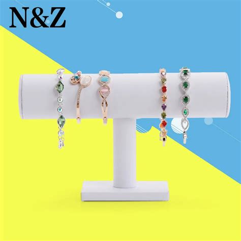 Free Shipping White Leather Bracelet holder single tier bracelet holder necklace holder rack ...