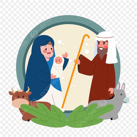 Christmas Nativity Scene Clipart Transparent Background, Nativity Scene Christmas Green Round ...