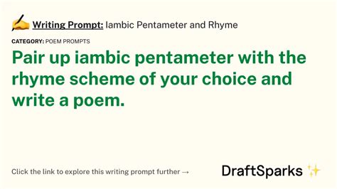 Writing Prompt: Iambic Pentameter and Rhyme • DraftSparks