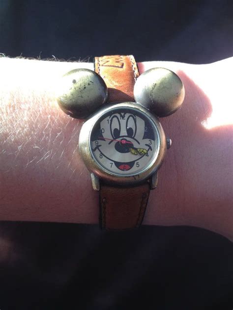 Vintage LEATHER Mickey Mouse Watch Brass by LittleHouseofVintage # ...