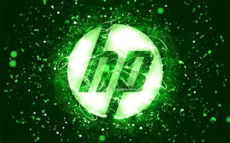 Download wallpapers HP green logo, 4k, green neon lights, creative, Hewlett-Packard logo, green ...