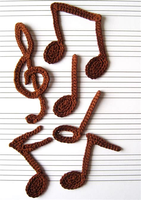 Musical Notes Crochet Pattern Applique Quarter Note Eighth | Etsy