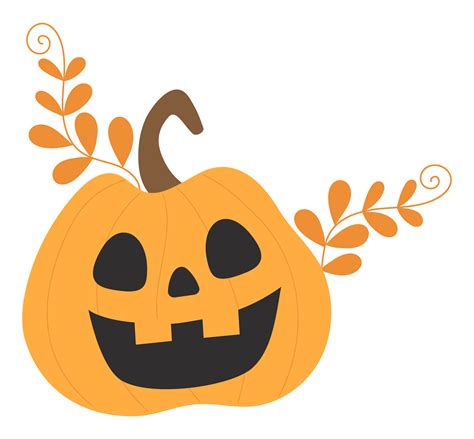 sticker Halloween. Pumpkin Jack with leaves 10257235 PNG