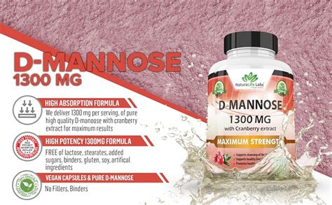 Amazon.com: D-Mannose 1,300 mg with Cranberry Extract Fast-Acting, Flush Impurities, Natural ...