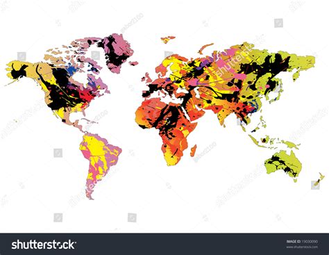 Illustration Colorful World Map Vector Stock Vector (Royalty Free) 19030090