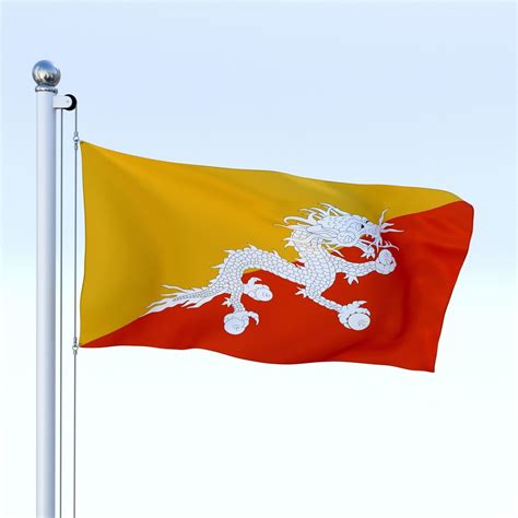 Animated Kingdom of Bhutan Flag 3D model | CGTrader