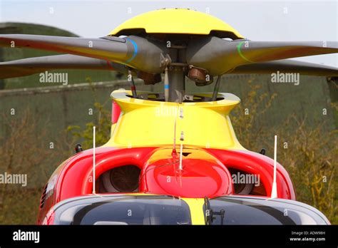 Close-up of the main rotor of the County Air Ambulance EC135 helicopter G-BZRS Stock Photo - Alamy