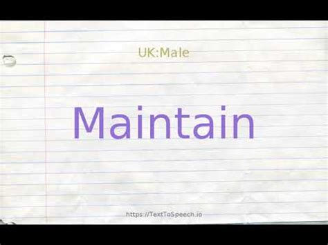 How to pronounce maintain - YouTube