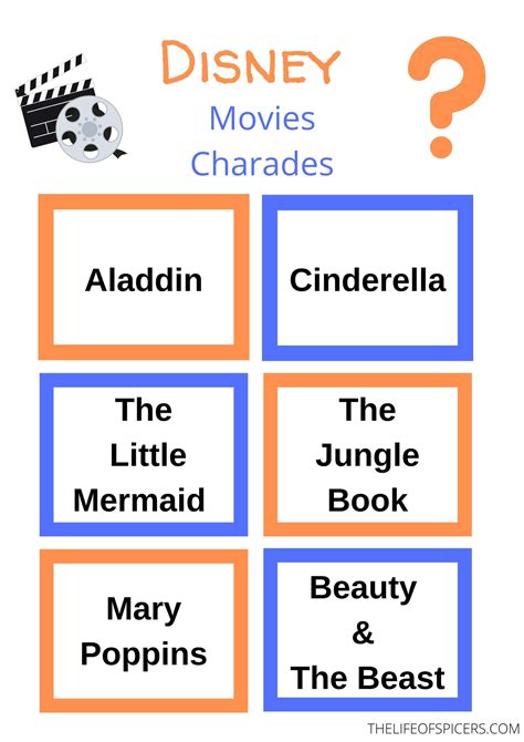 Disney Movies Charades Game - FREE PRINTABLE - The Life Of Spicers