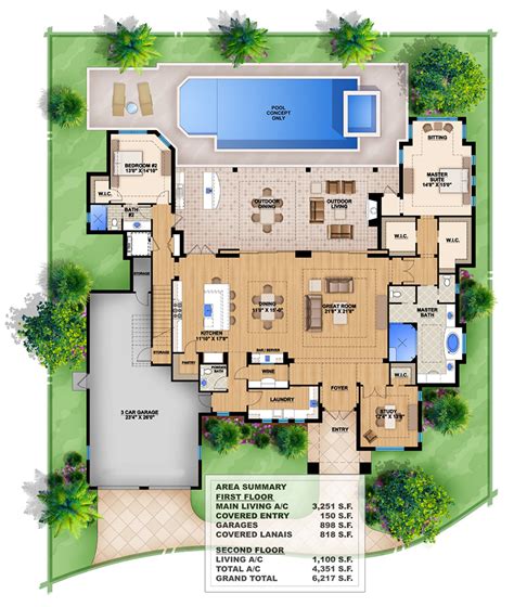 Plan 86006BW: Fully Open Floor Plan | Coastal house plans, Pool house ...