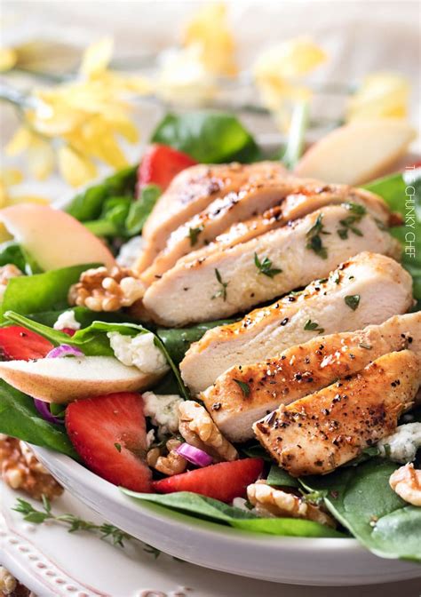 Grilled Chicken Strawberry Spinach Salad - The Chunky Chef