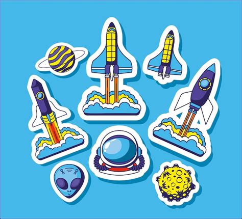 Premium Vector | Set of space stickers