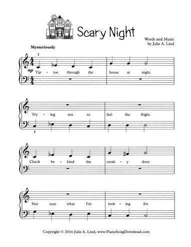 Scary Night: Halloween song for piano, free printable. #pianoclasses | Piano sheet, Halloween ...