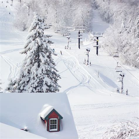 a snow covered ski slope with a small cabin in the foreground ...