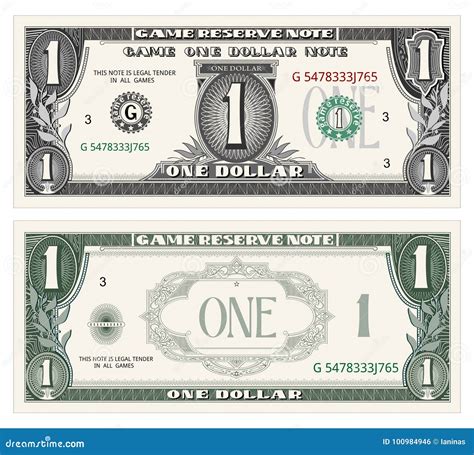 One dollar note stock vector. Illustration of note, vector - 100984946