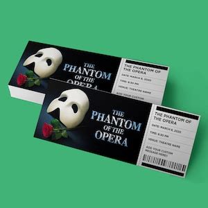 CUSTOM Tickets the Phantom of the Opera Broadway Musical - Etsy