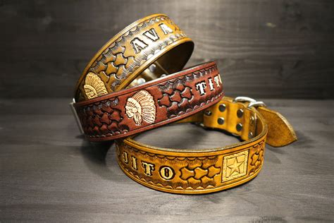 PERSONALIZED LEATHER COLLAR // Collar with name // Personalised leather dog collar // High ...