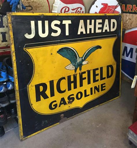 HUGE Original Richfield Gasoline Tin Sign | Old gas stations, Old gas pumps, Old signs