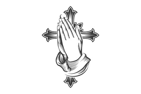 Praying Hands Cross Tattoo Design