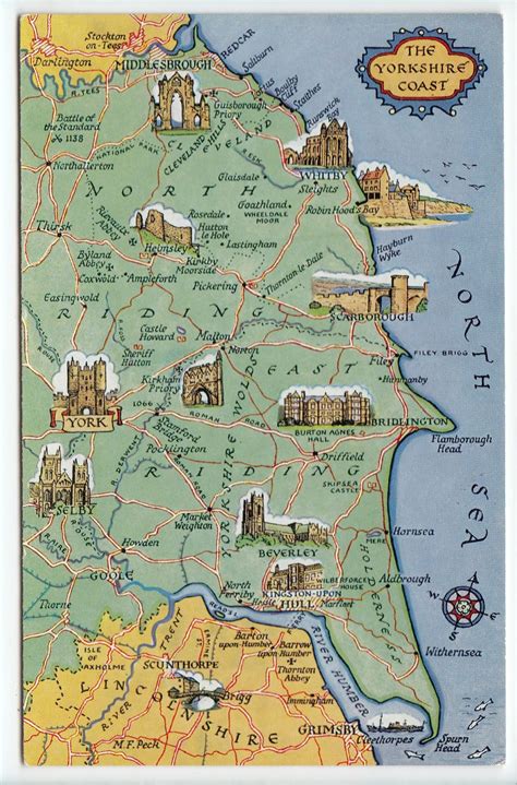 The Yorkshire Coast Map Postcard 4635 on eBid United Kingdom | 144877626