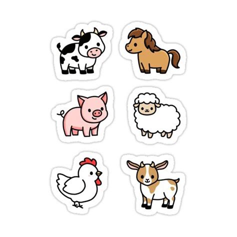 Farm Animal Sticker Pack Sticker by littlemandyart | Cute stickers, Animal stickers, Print stickers