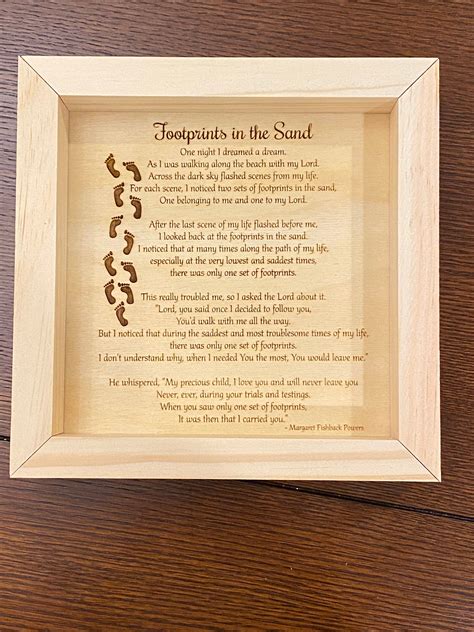 Footprints in the Sand Poem engraved and framed 8 x 8 | Etsy