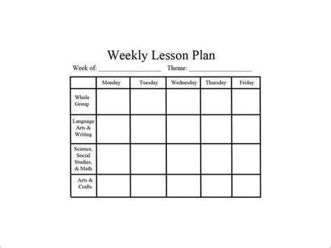 Free Printable Preschool Weekly Lesson Plan Template - Printable ...