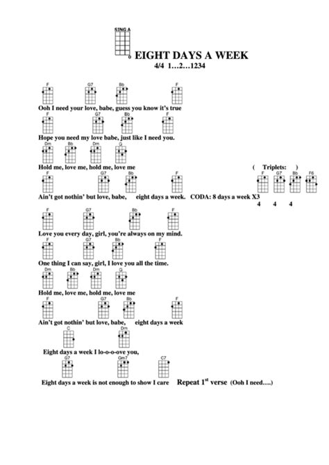 Eight Days A Week Chord Chart printable pdf download