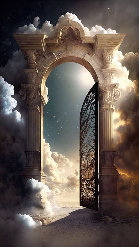 Heaven Heaven Gate Golden Clouds Background Wallpaper Image For Free Download - Pngtree