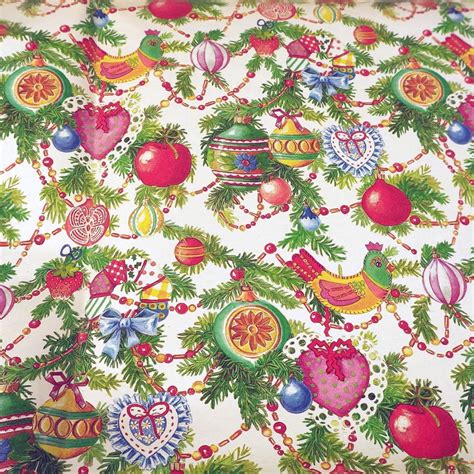 Vintage Christmas Garland Wrapping Paper Unused Jumbo Sheet