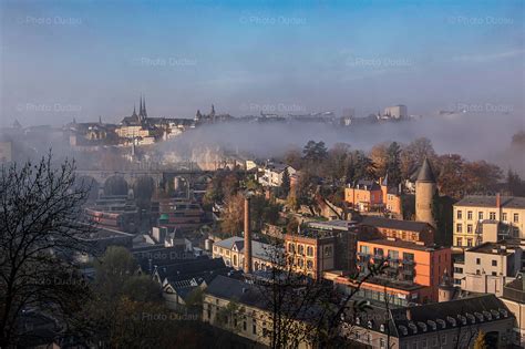 Luxembourg foggy cityscape over Clausen – Stock Images Luxembourg