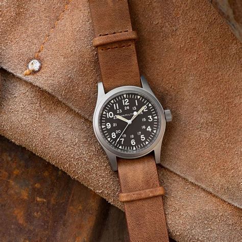 Hamilton Khaki Field Mechanical Black Dial Leather Watch H69439531