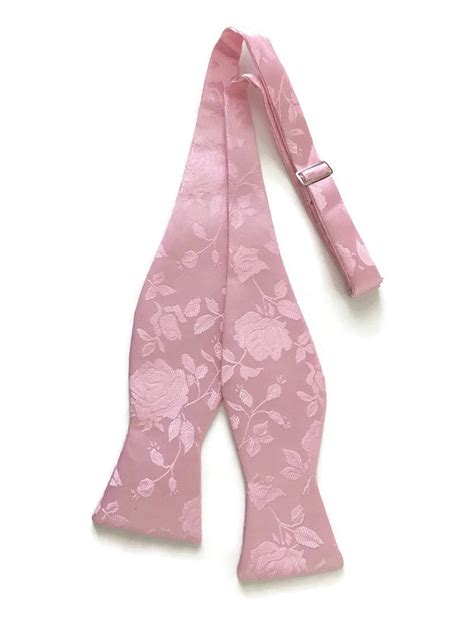 Handmade Self-Tie Bow Tie - Pink Rose Satin Jacquard - Adult Men's and Boys Sizing - Crafted in ...