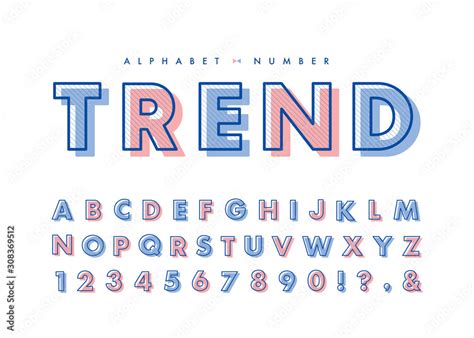 Diagonal line alphabet & number set. Vector retro vintage typography. Font collection for ...