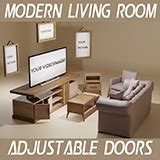 Modern Living Room (Adjustables Doors + Customizables Pictures Frames)