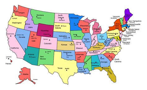 Mapa de Estados Unidos Con Nombres y Sin Nombres