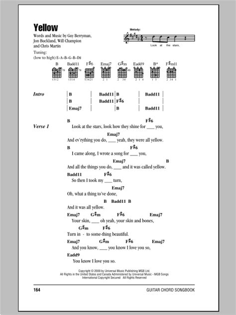 Yellow by Coldplay - Guitar Chords/Lyrics - Guitar Instructor