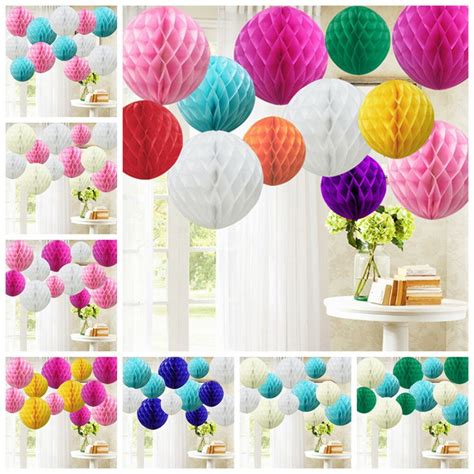 12 Mixed Paper Honeycomb Balls Tissue Lantern Pompoms Party Wedding Decor UK | eBay | Paper ...