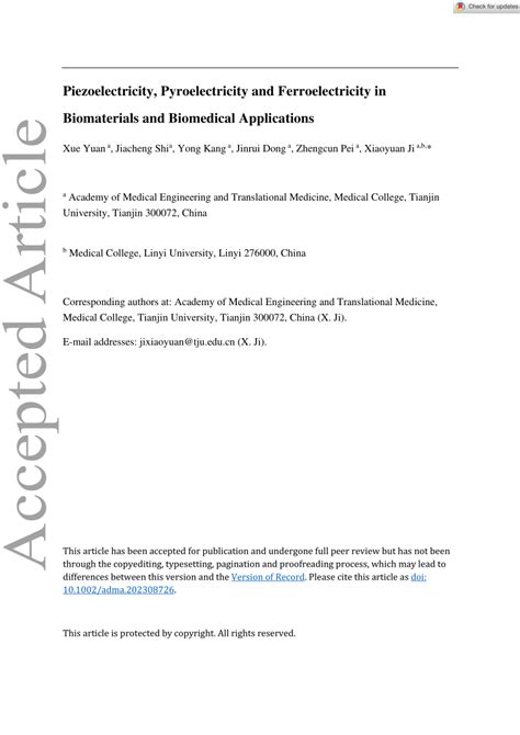 (PDF) Piezoelectricity, Pyroelectricity and Ferroelectricity in ...