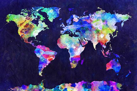 Watercolor World Map Desktop Wallpaper