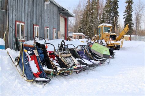 Eye on the Trail: Sleds Waiting in McGrath – Iditarod | Iditarod, Trail, Sleds