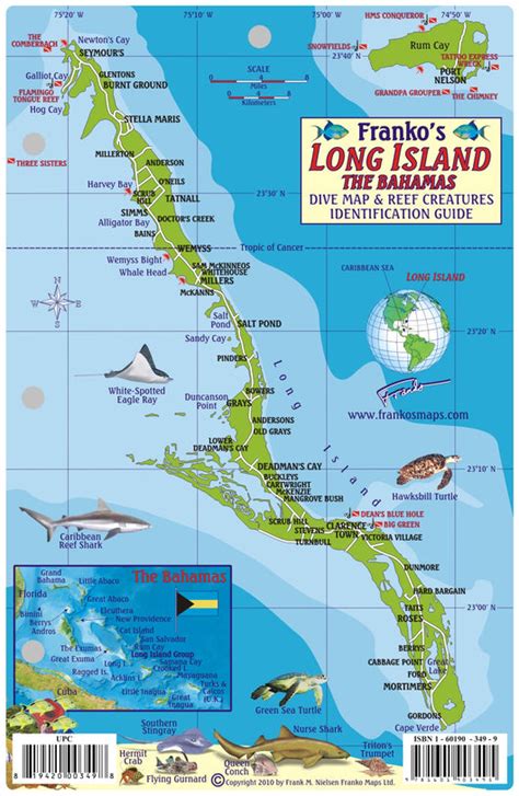 Long Island, The Bahamas, Fish Card – Franko Maps