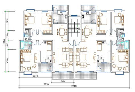 4 Bhk Apartment House Layout Plan Autocad File Cadbull – NBKomputer